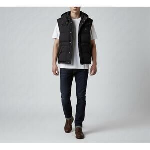 Rare Vintage Polo Ralph Lauren Men's Puffer Down Quilted Hooded Black Vest Sz XL